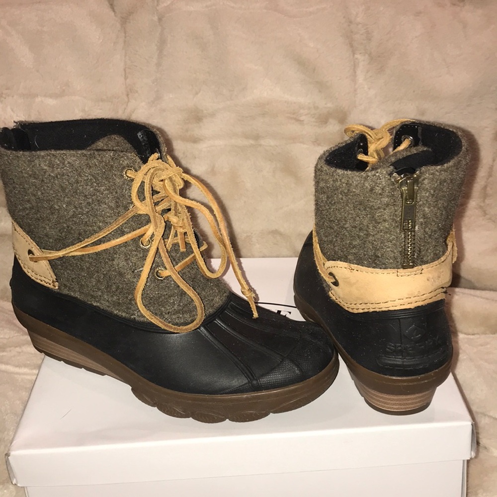 Sperry Saltwater Wedge Tide Winter Boot Wool Brown